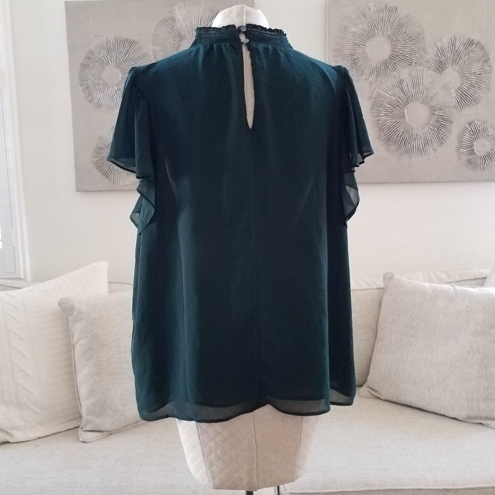 1.STATE Keyhole Flutter Sleeve Blouse sz1X - Picture 6 of 8